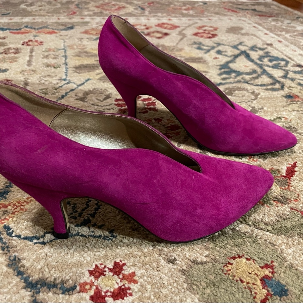 Vintage 80’s suede pumps 7.5 - Picture 2 of 3